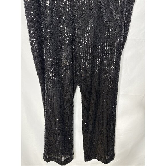 ANN TAYLOR LOFT New Black Sequin Pants Women's Size 12 Straight side Zip - Picture 4 of 9
